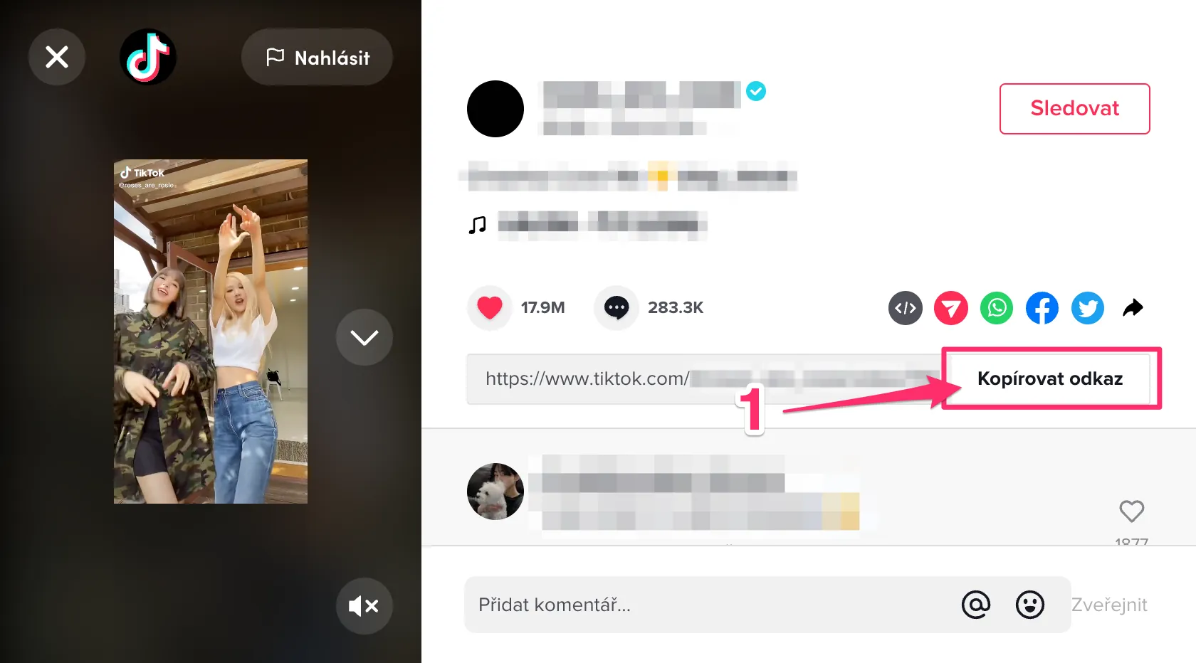 Klepněte na Zkopírovat odkaz.