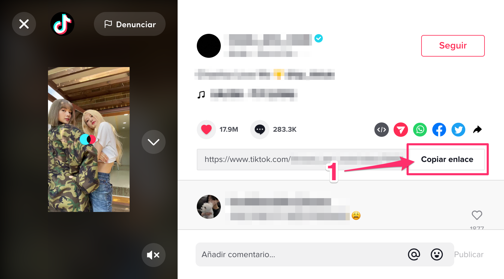 How to download video from TikTok - desktop screenshot step 1, 2