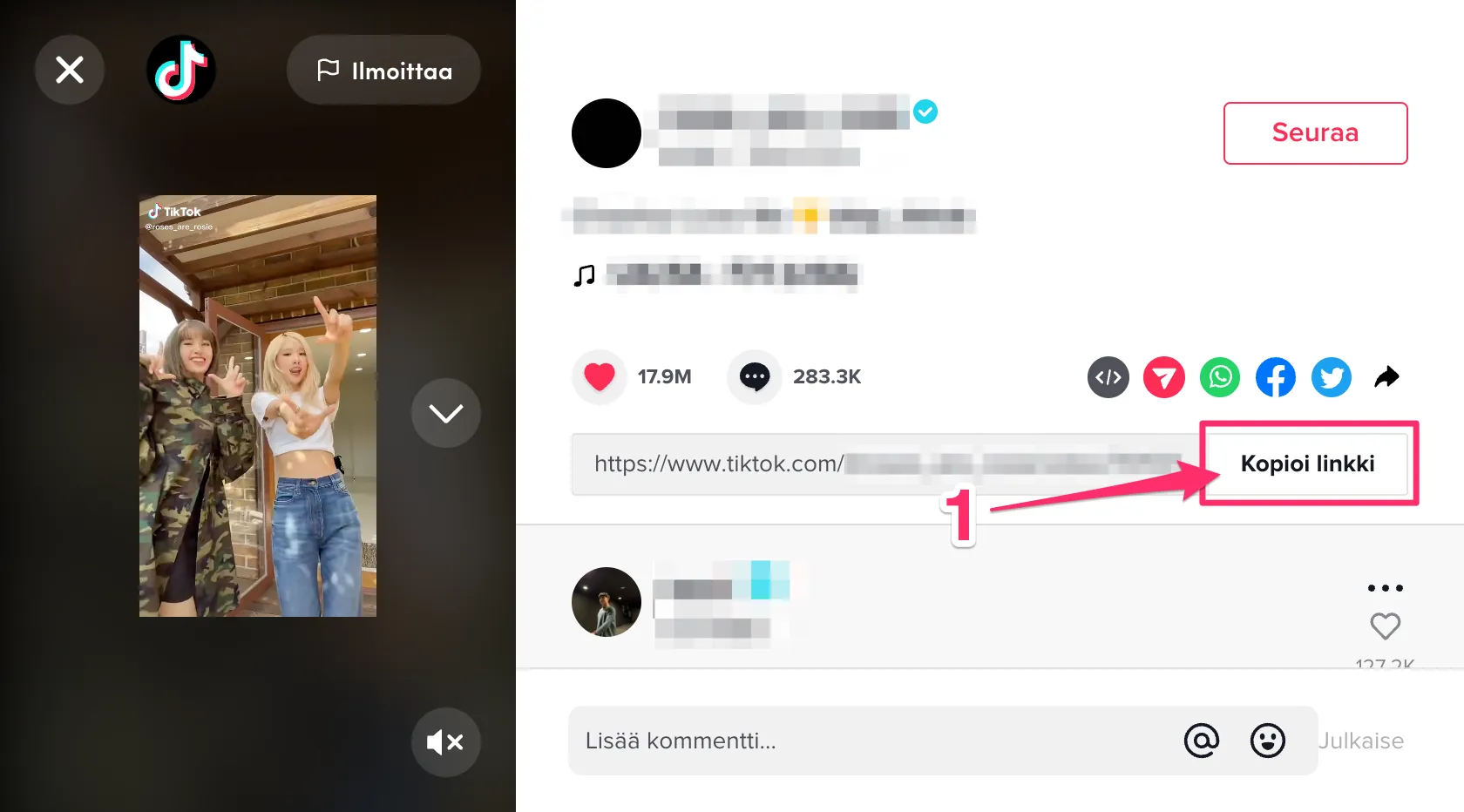 Napsauta Kopioi linkki.