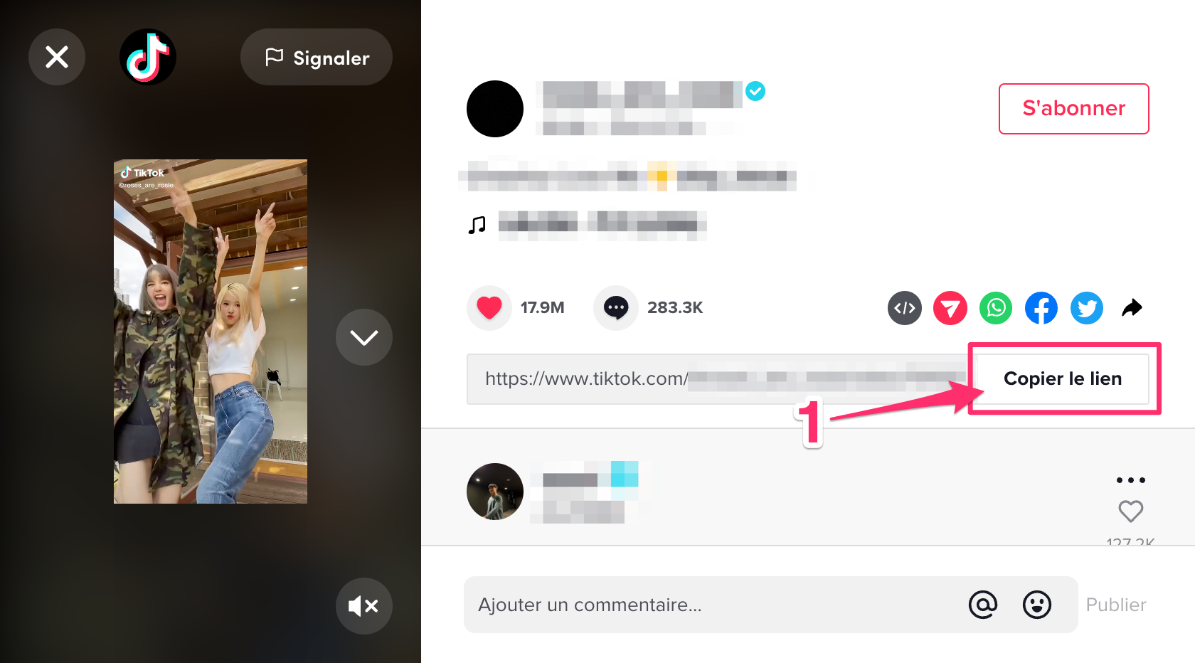 How to download video from TikTok - desktop screenshot step 1, 2