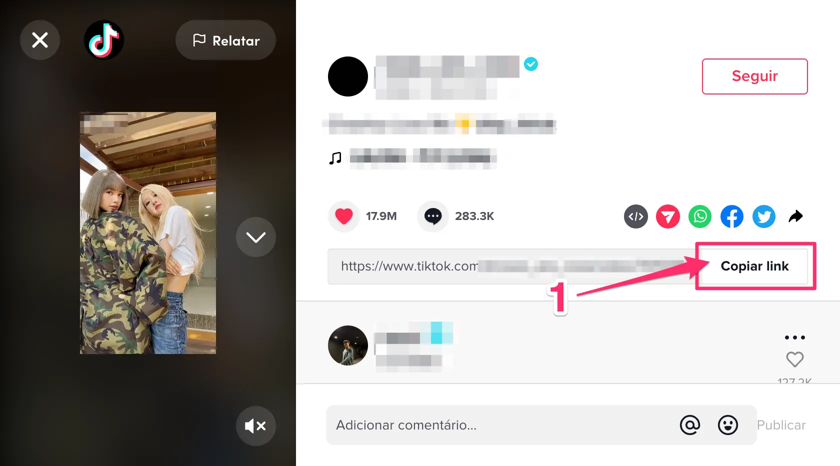 Clique em Copiar link.