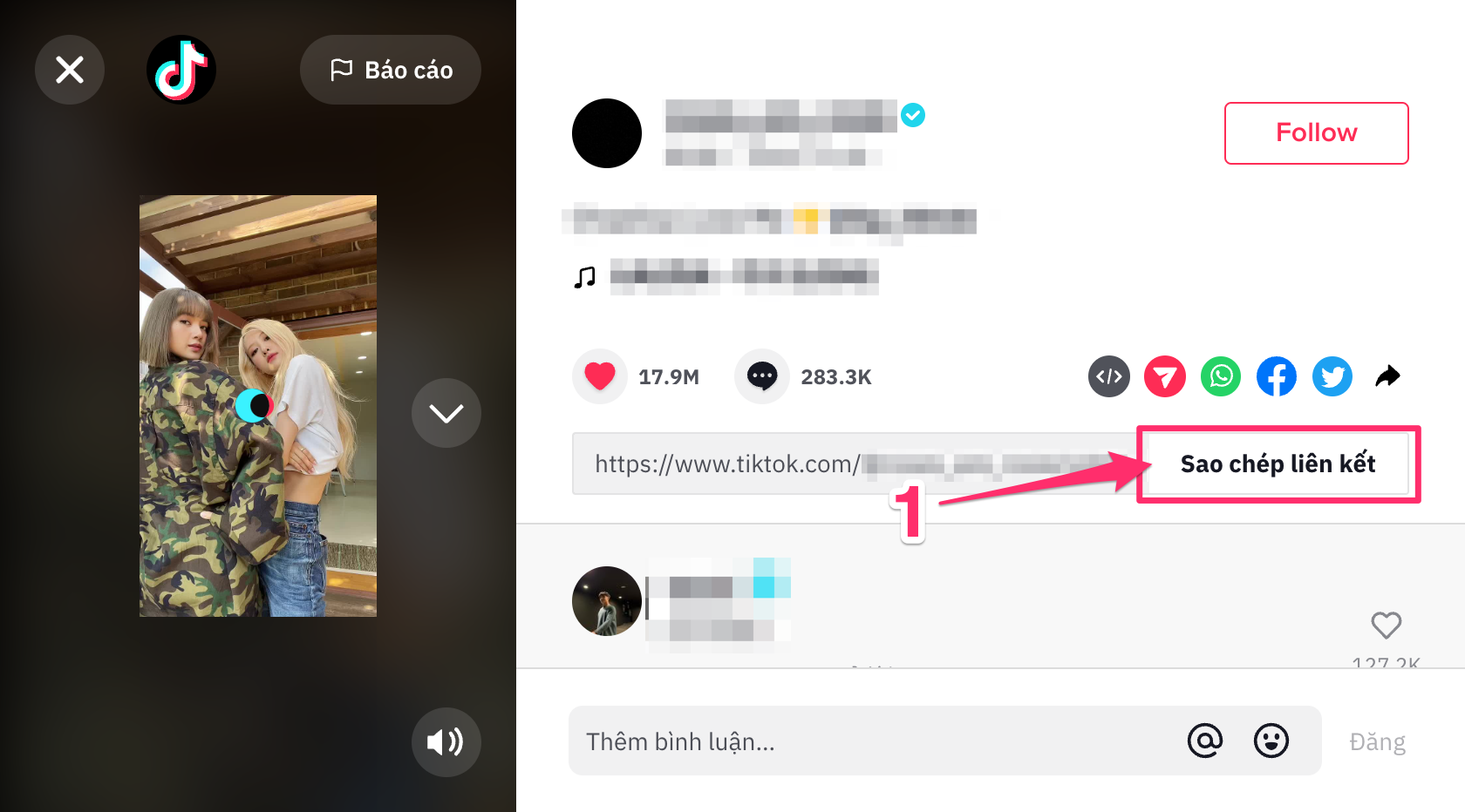 How to download video from TikTok - desktop screenshot step 1, 2